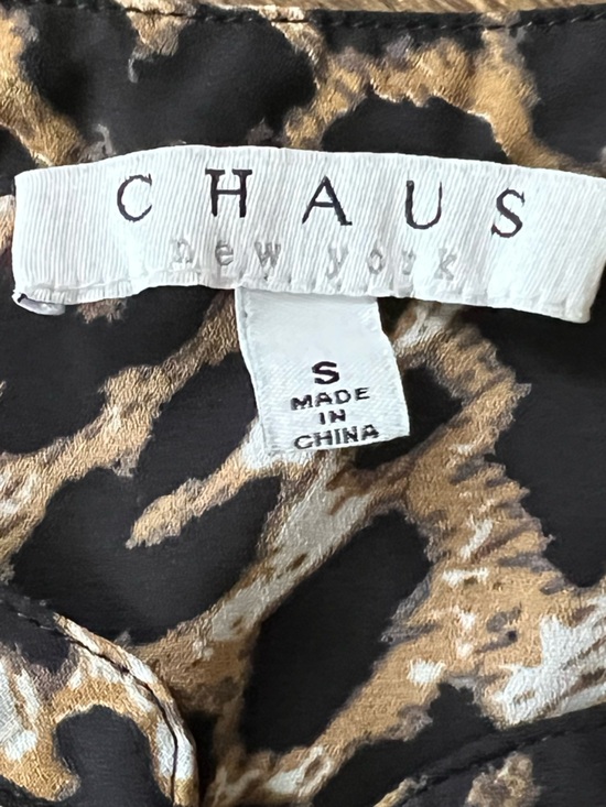 Chaus Leopard Print Sleeveless Blouse - Black, Tan, Cream - Picture 4 of 5